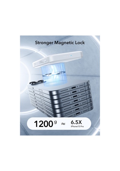 Halolock Qi2 10.000 Mah Magsafe Digital Powerbank Beyaz Siyah