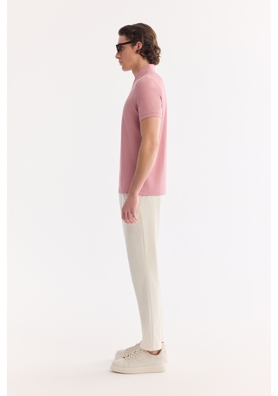 Avva Erkek Gül Kurusu Kıvrılmaz Polo Yaka %100 Pamuk Basic Regular Fit T-shirt B001032 Gülkurusu