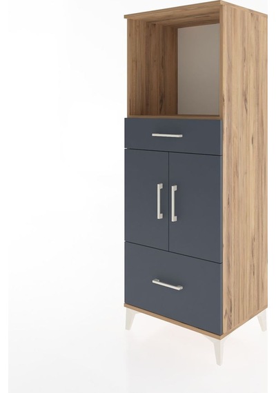 Hyperion Dolap 2 Raflı 2 Çekmeceli 2 Kapaklı 60x44x163 Çam-antrasit Atlas Çam