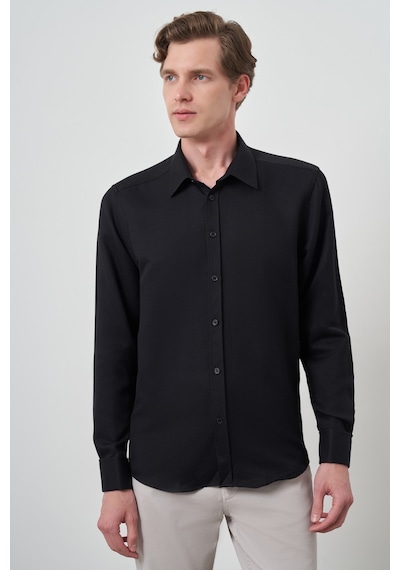 Morven Erkek Siyah Manşetli Slim Fit Sert Yaka Gömlek 25mc004031001 Siyah Siyah Morven Erkek Siyah Manşetli Slim Fit Sert Yaka Gömlek 25mc004031001 Siyah Siyah