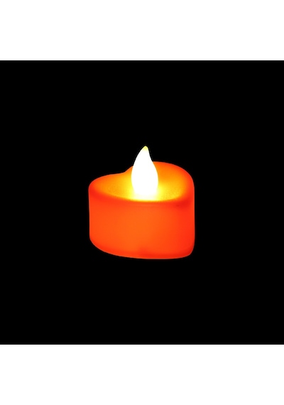 Led Işıklı Pilli Tealight Kalp Mum. 4 Cm X 2 Cm - Kırmızı Işık