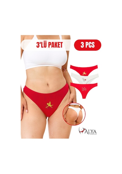 Alya Underwear Kadın Pamuklu Tanga Külot - String Iç Çamaşırı Lacivert, Kırmızı, Ekru - 3 Adet Çok Renkli T21 Alya Underwear Kadın Pamuklu Tanga Külot - String Iç Çamaşırı Lacivert, Kırmızı, Ekru - 3 Adet Çok Renkli T21