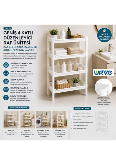 4 Katlı Sepet Organizer Raf Düzenleyici 510x205x685 Mm Çok Renkli