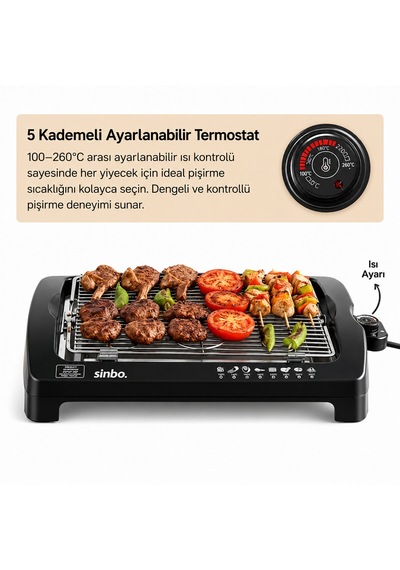 Elektrikli Izgara 2000w Sbg-7102 5332 Antrasit