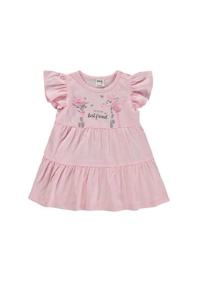 Civil Baby Zürafa Lase Nakış 6-18 Ay Elbise - Pembe