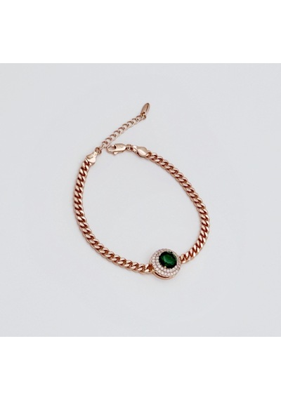 18k Rose Gold Plated Green Glow Bileklik Gold