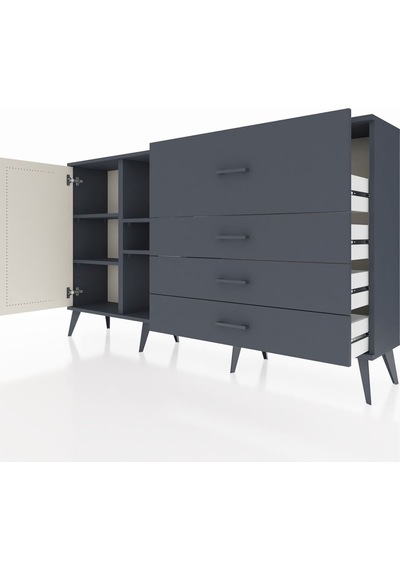 Arges Konsol 4 Raflı 4 Çekmeceli Tek Kapaklı 176x30x99 Antrasit-aytaşı/antrasit Aytası/antrasıt - Antrasıt Arges Konsol 4 Raflı 4 Çekmeceli Tek Kapaklı 176x30x99 Antrasit-aytaşı/antrasit Aytası/antrasıt - Antrasıt