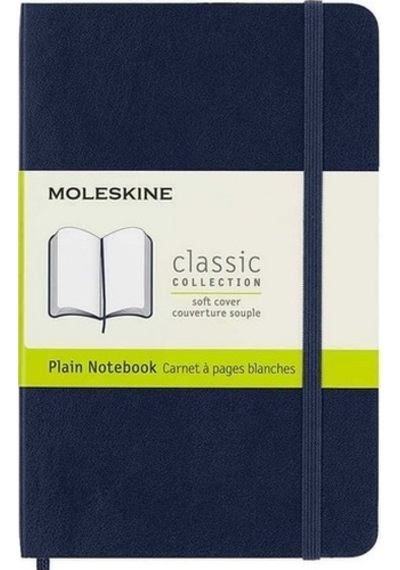 Moleskine Yumuşak Kapak Defter Safir Mavi Çizgisiz - 13x21 - 4757 Çok Renkli