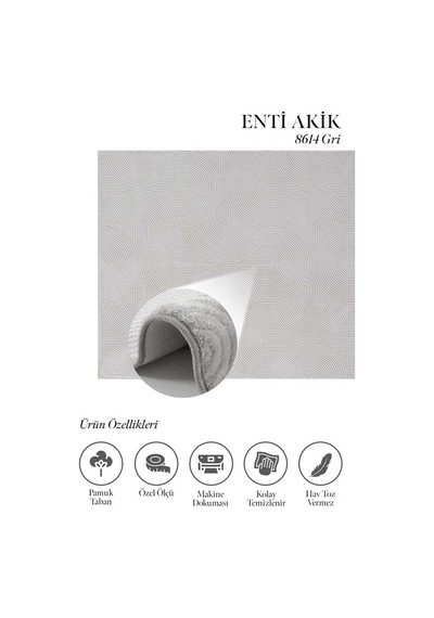 Hoom Rugs Akik 8614 Gri Modern Makine Halısı Gri