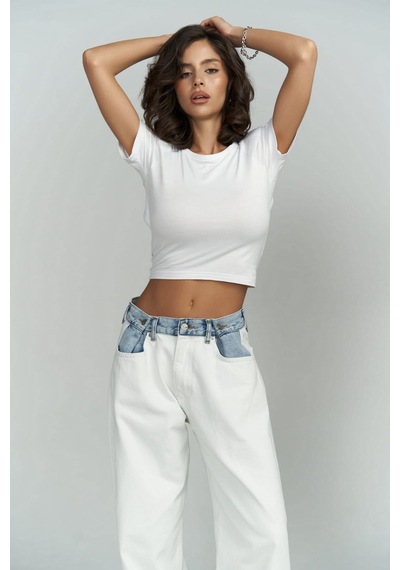 Mai Collection Mai Studios Co. Perla Vatkalı Beyaz Crop Bluz