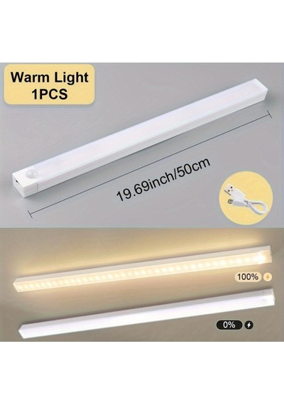 50 Cm Beyaz Işık Hareket Sensörlü Dolap Içi Çalışma Masası Mutfak Tezgah Altı Usb Led Işık Beyaz
