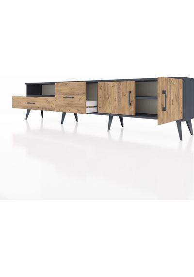 Arges Tv Ünitesi 2 Raflı 2 Çekmeceli 2 Kapaklı 220x30x51 Antrasit-çam Atlas Çam/atlas Çam - Antrasıt Arges Tv Ünitesi 2 Raflı 2 Çekmeceli 2 Kapaklı 220x30x51 Antrasit-çam Atlas Çam/atlas Çam - Antrasıt