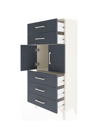 Arges Dolap Tek Raflı 5 Çekmeceli 2 Kapaklı 60x30x134 Aytaşı-antrasit Aytası