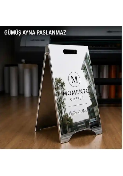 A Tipi Kaldırım Tabelası Ayna Paslanmaz Levha 40 X 70 Cm