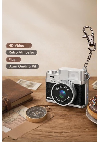 Mini Dijital Kamera Selfie Video Vlog Kamerası Mini Anahtarlık 1080p Cmr35 Siyah
