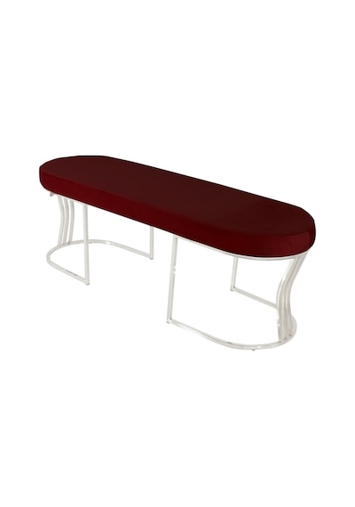 Viego Silver Smooth- Bordo Kapitoneli Model Puf & Bench & Koltuk- Oturak-uzun Makyaj Puff-yatak Odası Ucu &önü