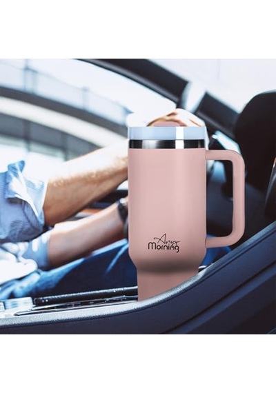 Any Morning Vaha 1200 Ml Termos Mug, 3 Kademeli Çevirmeli Kapak, Açık Somon Sı2440217 Açık Beyaz