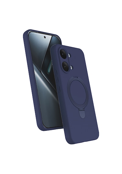 Xiaomi Poco X8 Pro Max Kılıf M-safe Şarj Özellikli Standlı Silikon Samara Kapak Lacivert