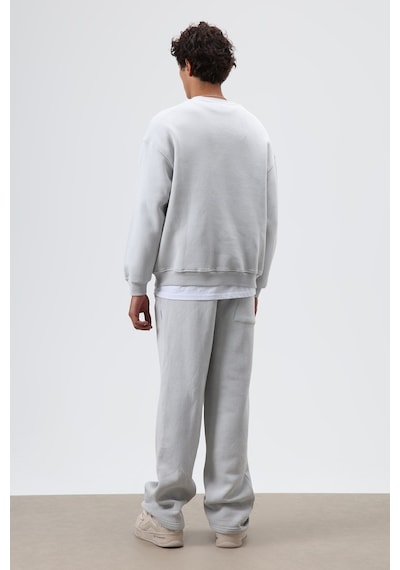 Vamos Basic Oversize Yıkamalı Sweatshirt Açık Gri
