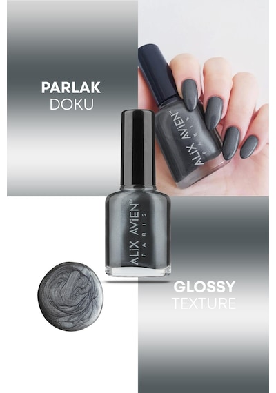 Alix Avien Sedefli Gri Oje 35 Yüksek Pigmentli Uzun Süreli Kalıcılık Hızlı Kuruma Nail Lacquer 35
