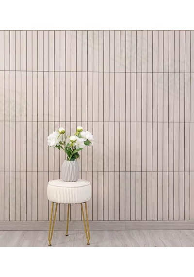 Kendinden Yapışkanlı Ahşap Duvar Çıtası Desenli Duvar Paneli 30x60cm 1, Beyaz