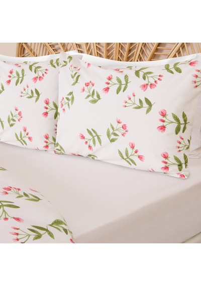 Soft Carlene Çift Kişilik Nevresim Takımı - Ekru / Yeşil Renkli