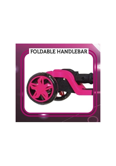 Tulpar Scooter Katlanabilir Led Işıklı Silikon Tekerli 4 - 6 Yaş Max. 40 Kg Kapasiteli Pembe
