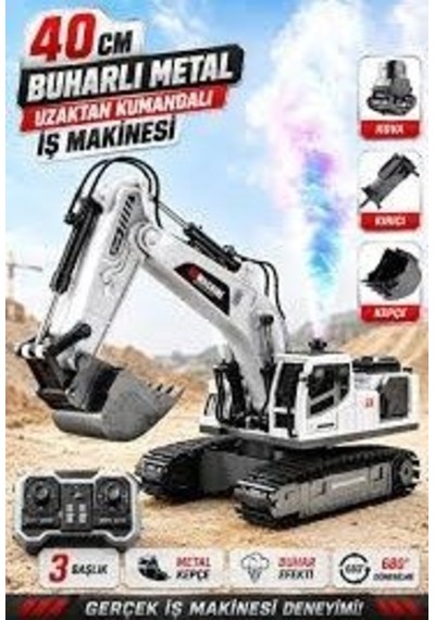 Uzaktan Kumandalı Buharlı Ekskavatör 40 Cm - 3 Başlıklı Metal Kepçeli Şarjlı