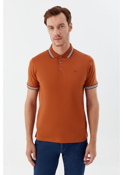 Düğmeli Polo Yaka Erkek T-shirt Kiremit