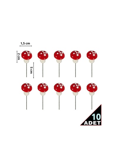 Yapay Mini Süs Mantarları, 1,50Cm - 10 Adet