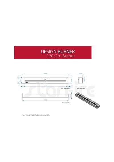 Copart 100 Cm Design Burner Bacasız Şömine