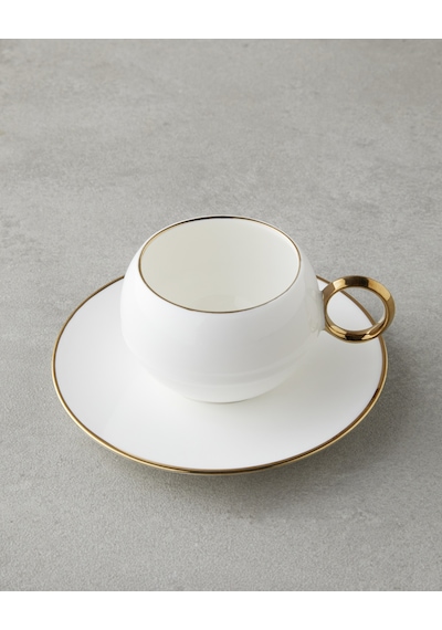English Home Moonlit Porselen 12 Parça 6 Kişilik Kahve Fincan Takımı 90 Ml Beyaz-gold Beyaz-gold
