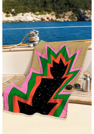 Geometrik Modern Etnik Plaj Havlusu - Renkli Pop Art Zigzag Hızlı Kuruyan Mikrofiber Havlu Sedef Tınısı