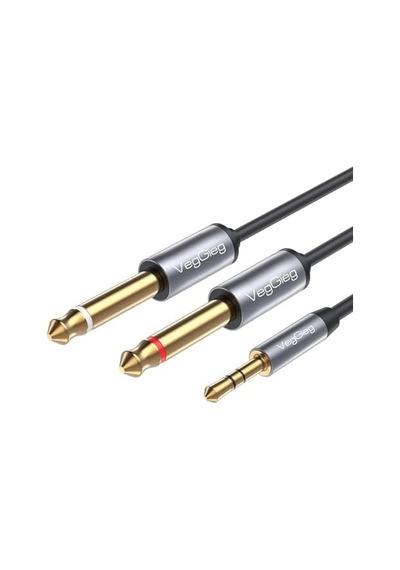 3.5mm To 6.35mm 2 Mono Amfi Enstrüman Aux Ses Kablosu 1.8 Metre