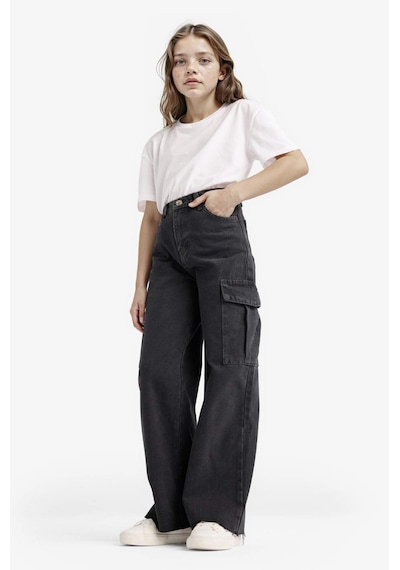 Defacto Kız Çocuk Wide Leg Kargo Geniş Paça Jean Pantolon E7323a825aunm36 Antrasit