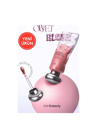 Hafif Yapılı, Ciltle Bütünleşen Parlak Bitişli Likit Allık Muzıgae Mansıon Objet Blush 006 Emberly 27209565