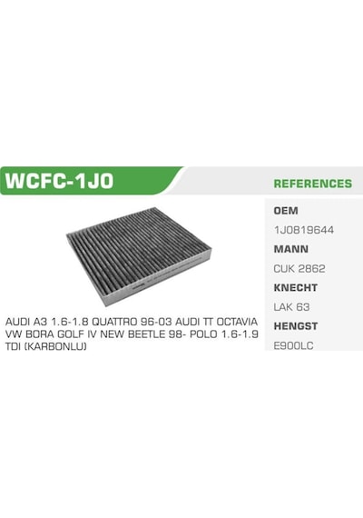 WINKEL WCFC-1J0 Polen Filtresi Golf IV 97-05 Bora 98-05 Polo 94- Lupo 98- / A3 96-03 Tt 98- / Octavia 97-