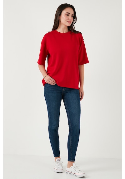 Lela Streç Oversize Fit Bisiklet Yaka Bayan T Shirt 5865911 Kırmızı Lela Streç Oversize Fit Bisiklet Yaka Bayan T Shirt 5865911 Kırmızı