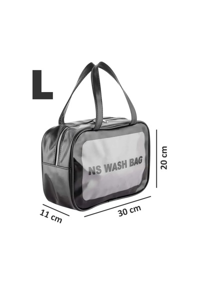 Şeffaf Seyahat Makyaj Kozmetik Çantası Siyah Large Siyah