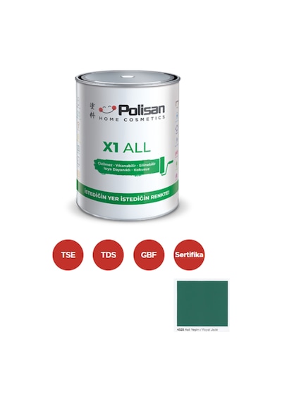 Polisan X1 All Dönüşüm Boyası 0,75 Lt Asil Yeşim / 4525