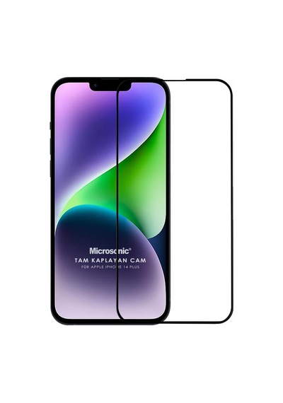 Microsonic Apple  Uyumlu iPhone 14 Plus Tam Kaplayan Temperli Cam Ekran Koruyucu Siyah