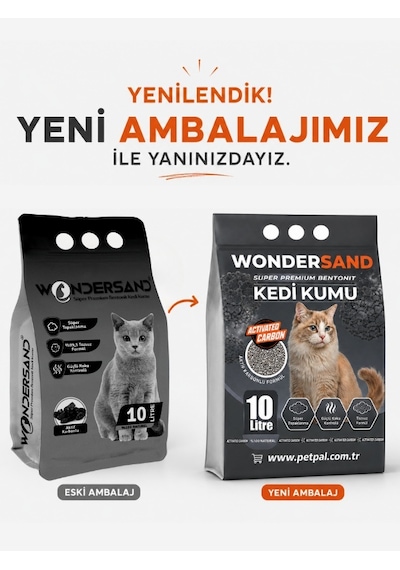 Wondersand Aktif Karbon Süper Premium Bentonit Kedi Kumu 2 x 10 L