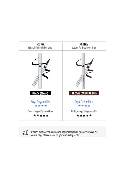 İnce Fırça Uçlu Kalem Eyeliner Natural Fix Brush Pen Liner Black 1
