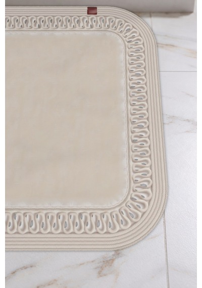 Banyo Paspası Takımı 70x110+50x70 Cm İç Trikot Ekru & Krem