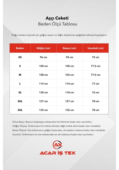 Erkek Beyaz Şef Aşçı Ceketi