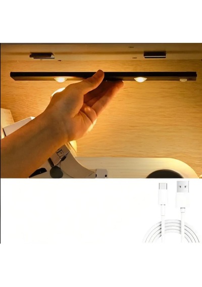 Sensörlü Kablosuz Şarjlı Led Kabin Dolap İçi Dekoratif Gece Lambası 3 Renk Işıklı 30cm Beyaz Kasa Çok Renkli
