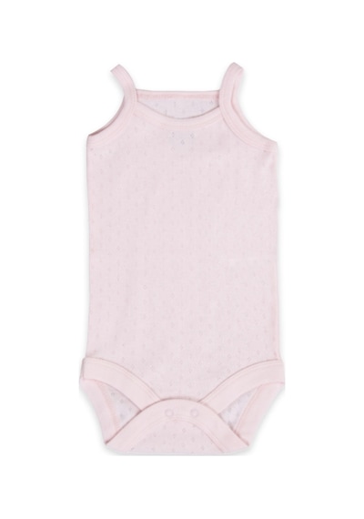 Novibaby 3'lü 9-12 Ay Jakarlı İp Askılı Pembe Bebek Atlet Body Zıbın Çıtçıtlı 100% Pamuk Pembe