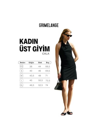 Grimelange Cala Kadın Sırt Dekolteli Halter Yakalı Mini Siyah Elbise