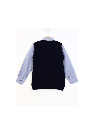 Toontoy Kids Toontoy Erkek Çocuk Gömlek Yaka Okul Düğmeli Sweatshirt Lacivert