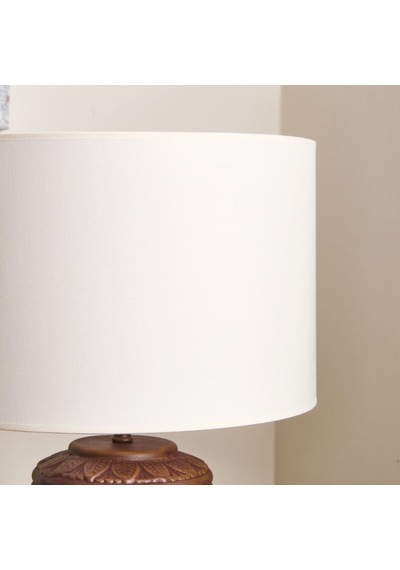 Lighting Çiçekli Kapaklı Abajur - Kahverengi / Krem - 50 Cm Çok Renkli
